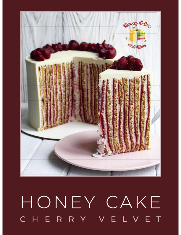 Cherry Velvet Honey Cake (Vertical)